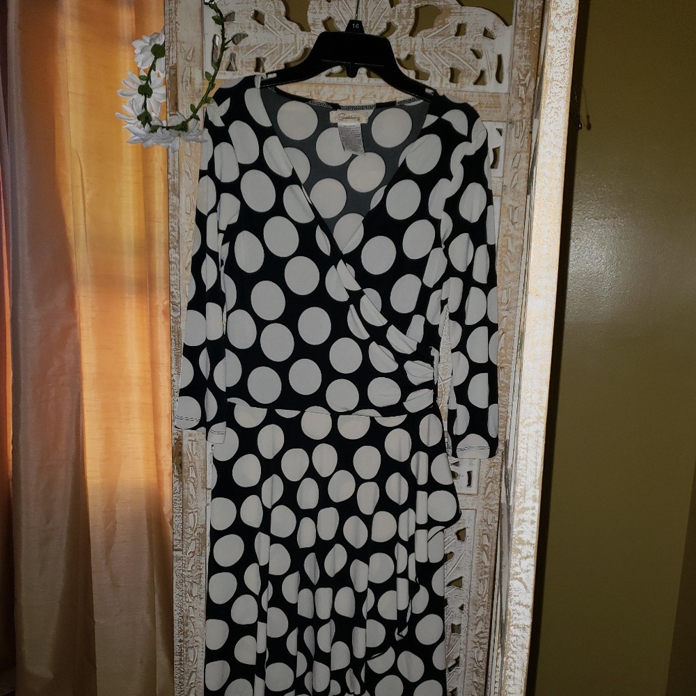 Black and White polka dot wrap dress